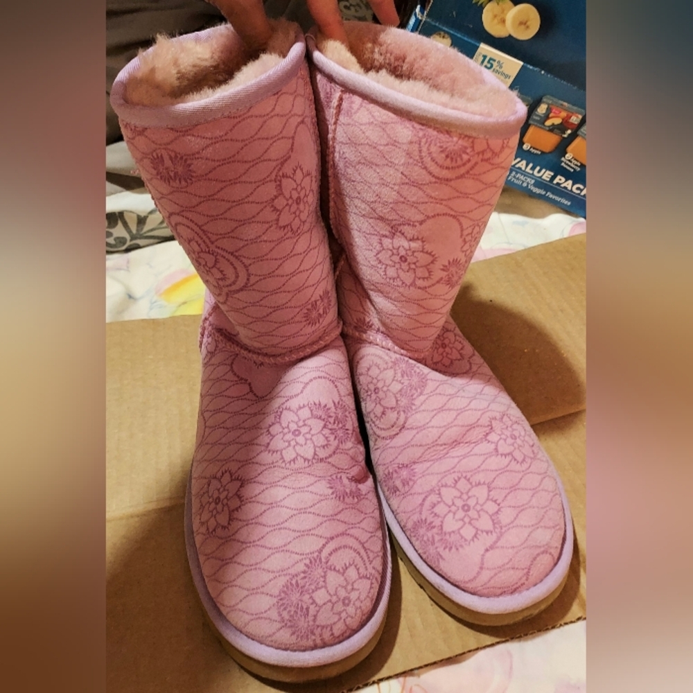Pink and purple ugg boots